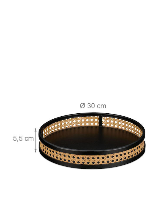 Relaxdays Tavă Decorativă Rattan Rotundă