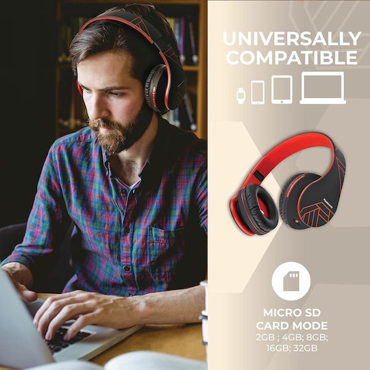 PowerLocus P2 Wireless / Wired Over Ear Headphones with Radio with 15 Hours Playing Time Black