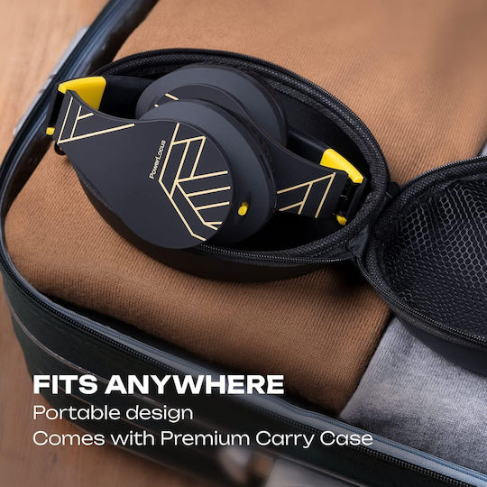 PowerLocus P2 Wireless / Wired Over Ear Headphones with Radio with 20 hours of Operation Black / Yellow