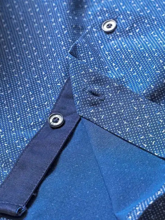 Kids Polka Dot Long-Sleeved Blue Shirt