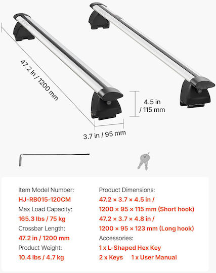 Vevor Universal Aluminum Car Roof Bars Set with Roof Rack Legs and Lock