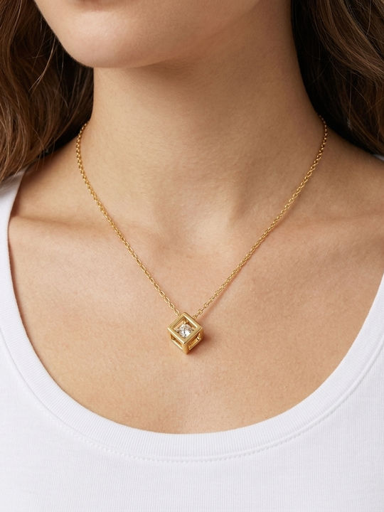 Daskalakis Vergoldete Halskette mit Diamant und Zirkon