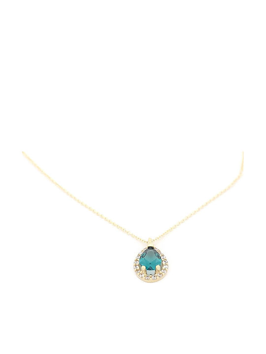 Anagnostakis Halskette Rosette aus Gold 14K mit Zirkon Grün
