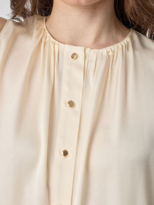 Women's Sleeveless Ecru Blouse