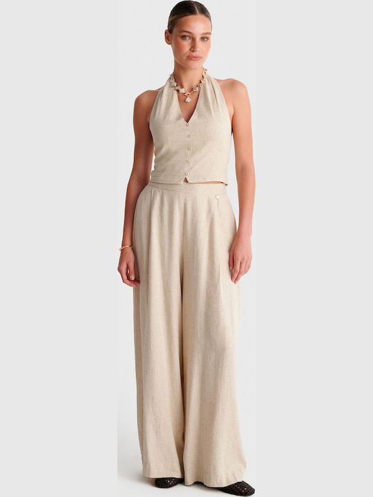 Women's Summer Sleeveless Beige Blouse