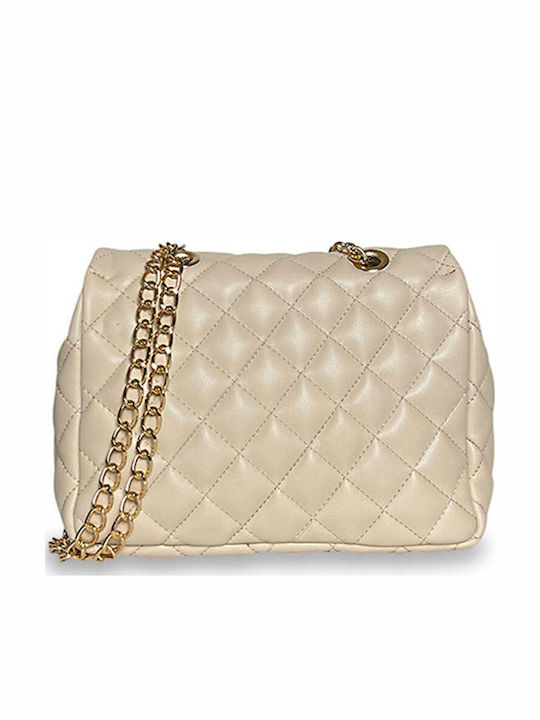 Women's Shoulder Bag Mini Flap Quilted Beige