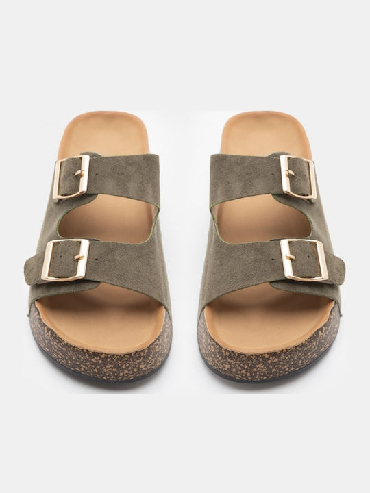 Sandale Casual Damă Flatforme Kaki