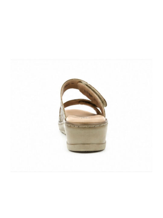 Leather Women's Anatomic Flat Sandals Beige