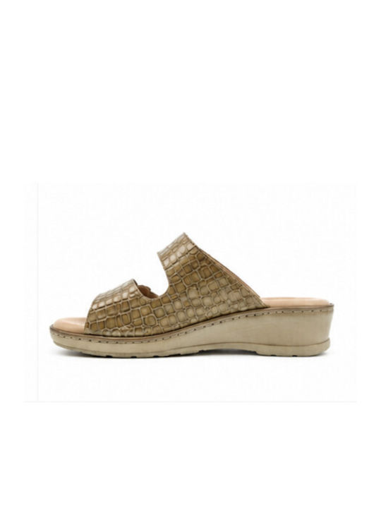 Leather Women's Anatomic Flat Sandals Beige