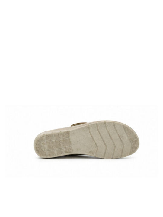 Leather Women's Anatomic Flat Sandals Beige
