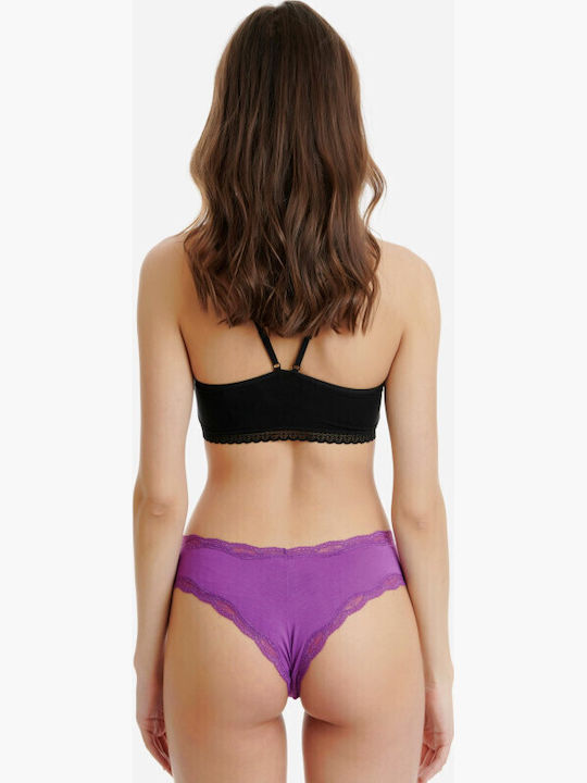 Bamboo Damen Slip 2Pack mit Spitze Purple/Blue Raf