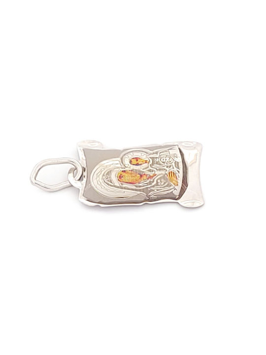 Hängendes Charm Talisman Göttliche Mutter aus Weißgold 9K