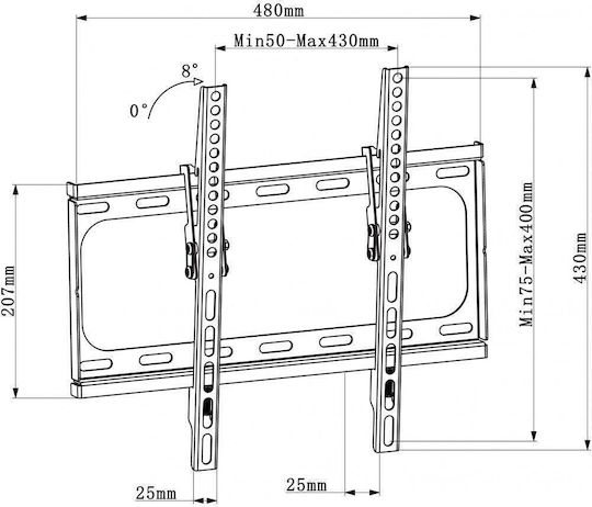 Techly Ica-plb261m Регулируема Стенна Стойка 25"-56" 40 Кг Черна
