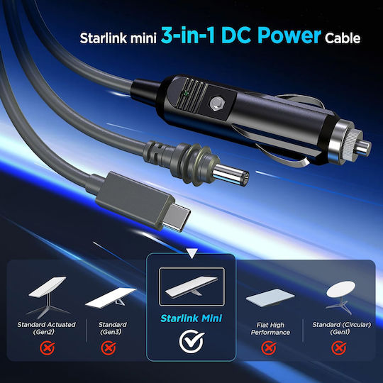 Power Cable Starlink Mini Usb-c Dc 12v Car Cable 5m