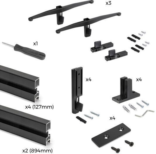 Kit of Articulated Shelf Frame 3 Shelves Support Only on Wall Without Wooden Elements Emuca Zero 7021854 Matte Black