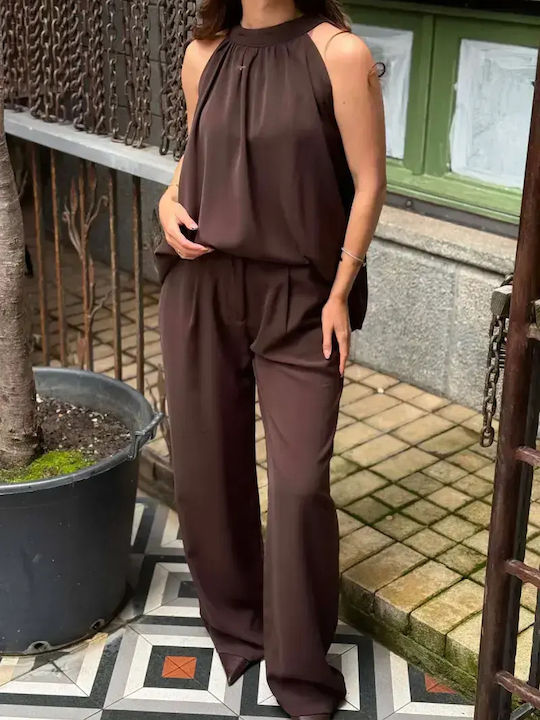 Women's Dark Brown Set with Trousers