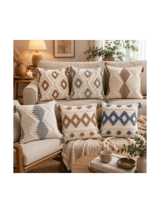 My Home Luxury Decorative Pillow Case Ecru/Brown 45x45cm