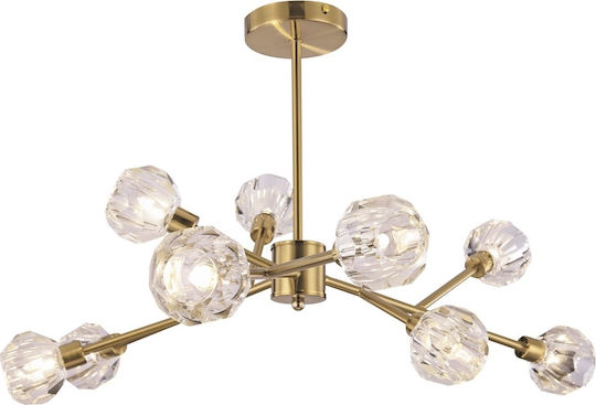 Rabalux Kassia Hängelampe Gold mit Kristallen für 9 Lampen G9