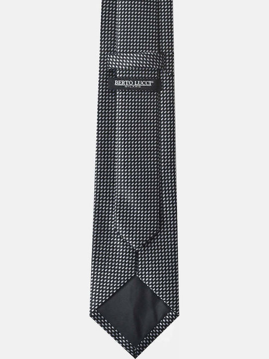 Berto Lucci Men's Tie with Printed Pattern in Black Color