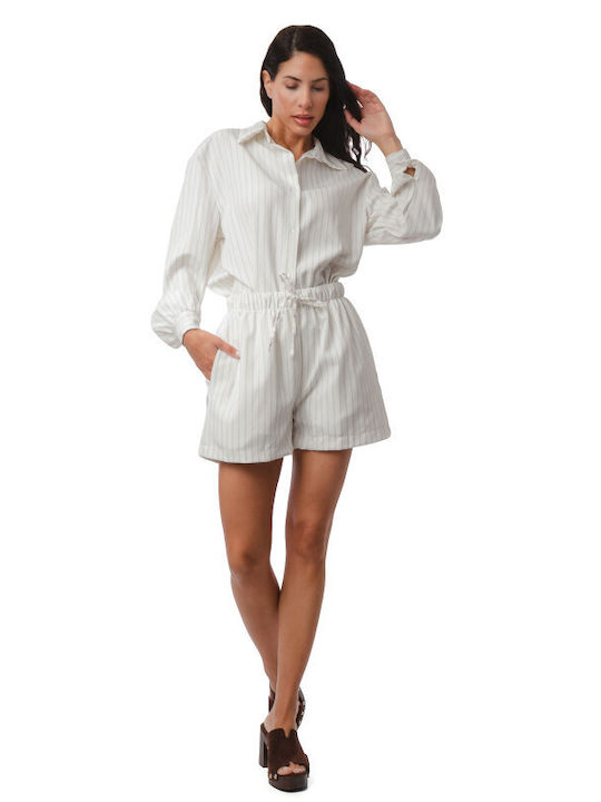 Damen-Shorts - Bermudas Weiß Set-26-0129-(wht)