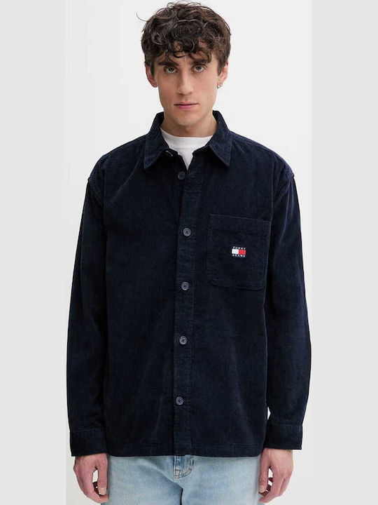 Long Sleeve Corduroy Shirt in Regular Fit Dark Blue