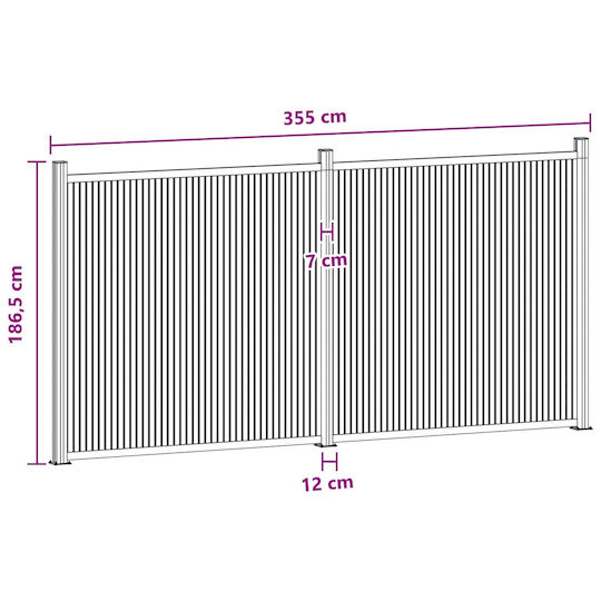 vidaXL Material Pentru Garduri De Grădină Din WPC 186.5x355cm 2 Bucăți Negre