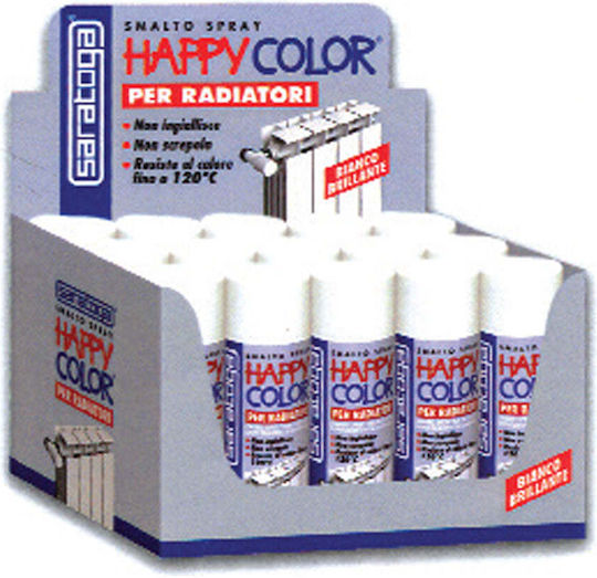 Saratoga Σπρέι Βαφής Happy Radiator για Καλοριφέρ με Γυαλιστερό Εφέ Λευκό 400ml