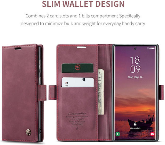 Caseme 013 Samsung Galaxy S25 Ultra 5g Retro Leather Book Case Red