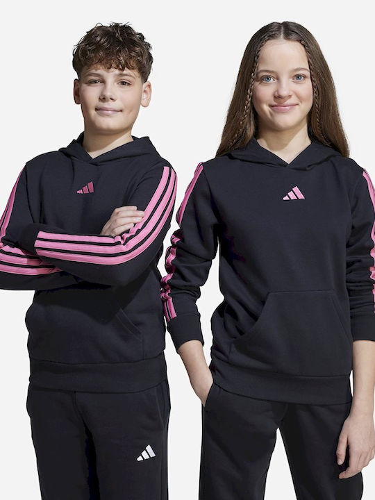Kids Sweatshirt with Hood and Pockets Black Essentials