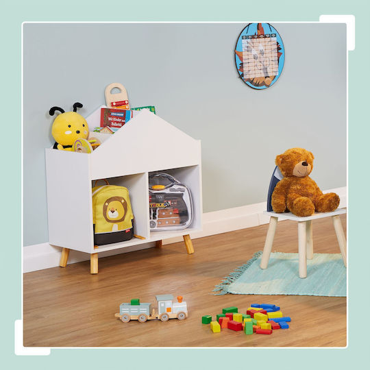 Relaxdays White Wooden Toy Organizer 67x60x30cm