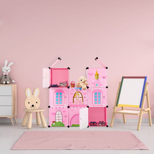 Relaxdays Sistem De Depozitare Jucării Din Plastic Roz 110x37x128cm