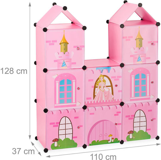 Relaxdays Sistem De Depozitare Jucării Din Plastic Roz 110x37x128cm