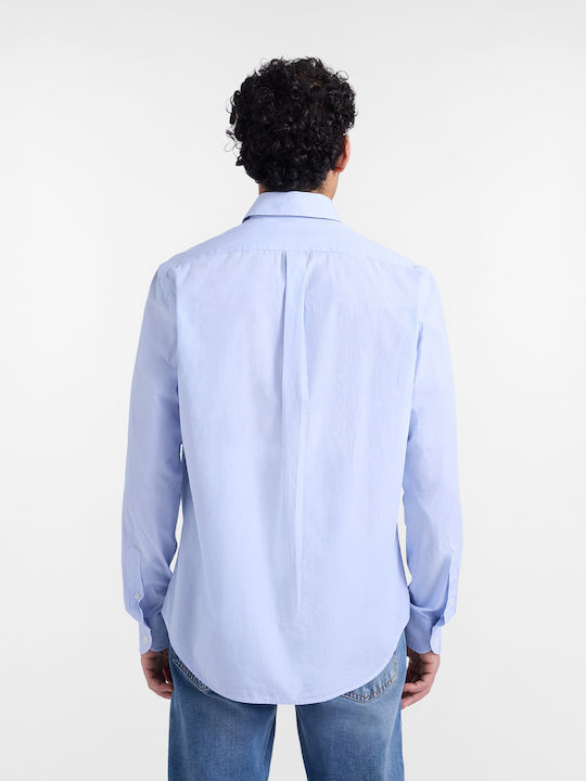 Long Sleeve Shirt in Regular Fit Striped Light Blue