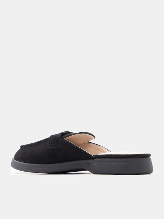 Flat Wildleder Damen Pantoletten in Schwarz Farbe