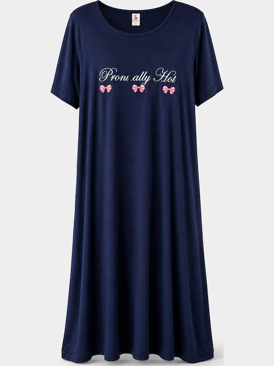 Cherry Summer Women's Nightgown Dark Blue