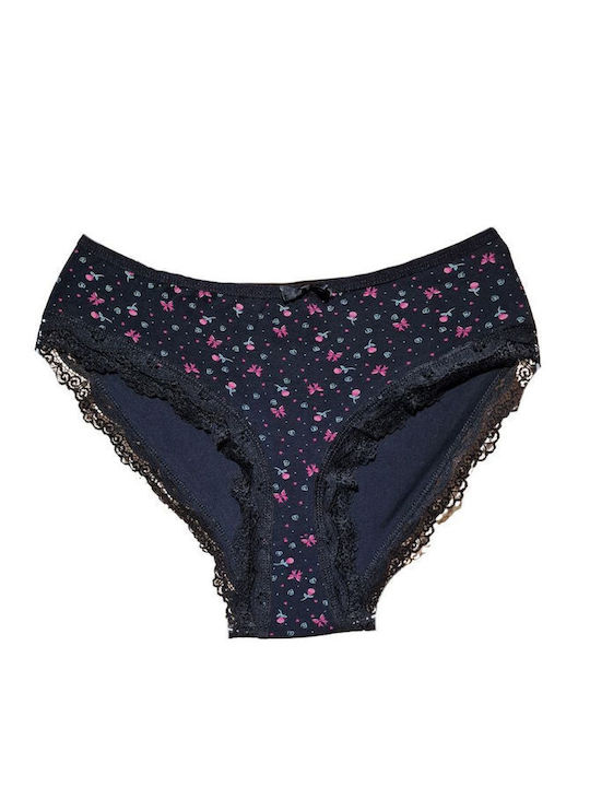 1506 Baumwoll Damen-Slips MultiPack mit Spitze Mehrfarbig