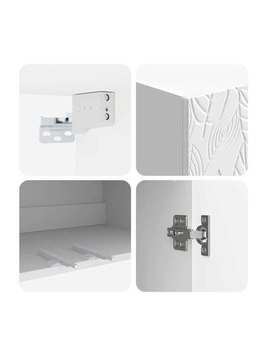 Wall Living Room Cabinet Made of Particle Board White 66x34.5x90cm