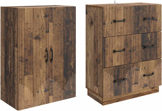 Living Room Display Cabinet Made of Wood and Metal Aged Wood 66x34.5x87cm