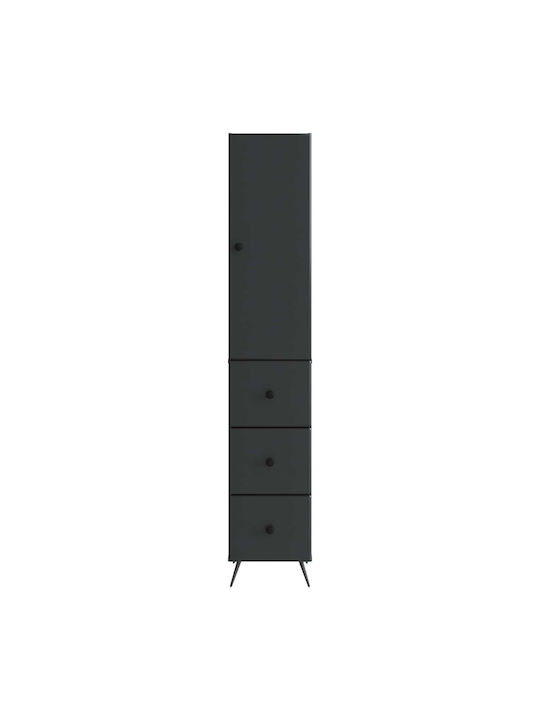 Wall Living Room Cabinet made of Wood and Metal Black 34.5x34.5x90cm