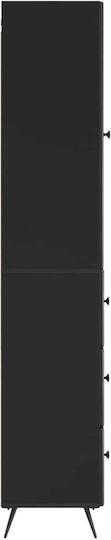 Wall Living Room Cabinet made of Wood and Metal Black 34.5x34.5x90cm