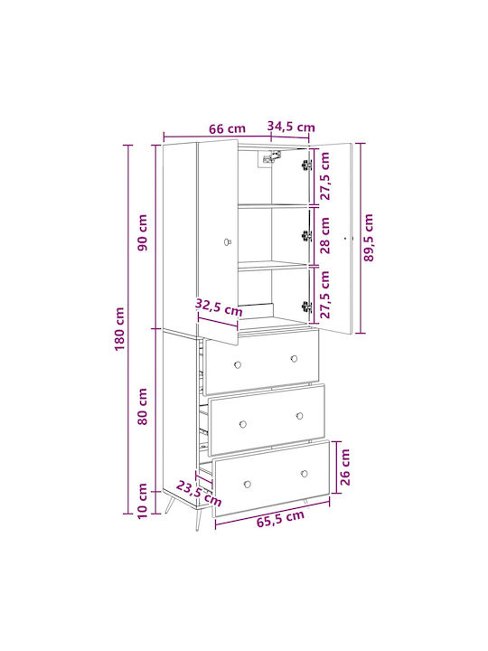 White Wall Cabinets (2 Pieces) 66x34.5x90cm