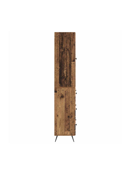 Living Room Display Cabinet Made of Wood and Metal Aged Wood 66x34.5x90cm