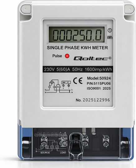 Qoltec Digital Energy Analyzer for Electrical Panel Rail Single Phase 50924