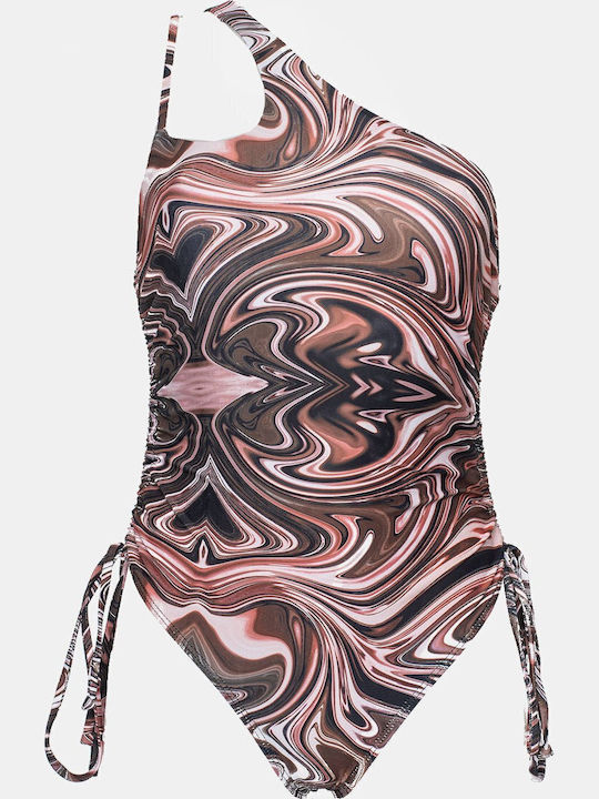 One Piece Swimsuit with Removable Padding Brown