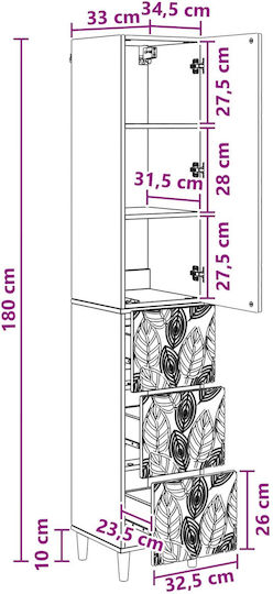 Dulap de Depozitare din Lemn cu 2 Sertare M33xL34.5xÎ90cm