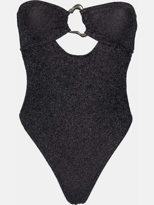Strapless Ολόσωμο Μαγιό Push Up Μαυρο