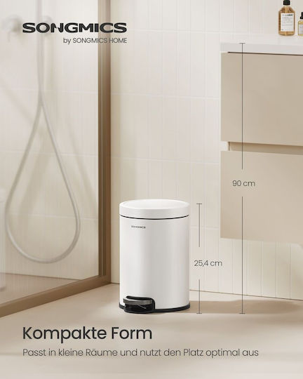 Songmics Inox Badezimmer Mülleimer 3lt Weiß