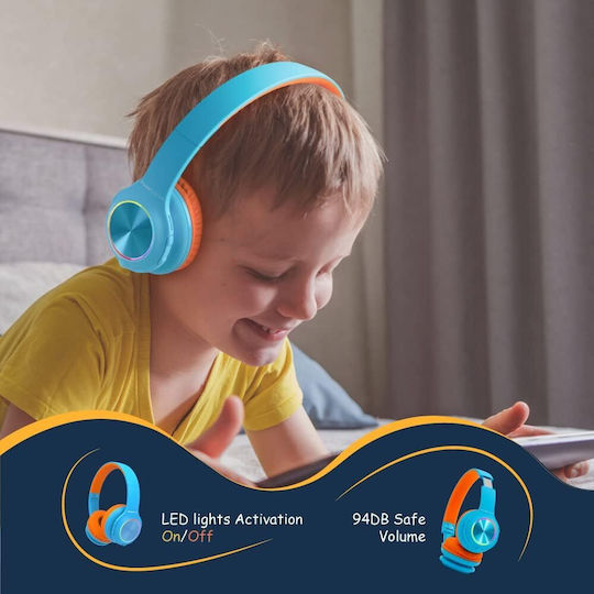 PowerLocus PLED Wireless / Wired Over Ear Headphones with 30 hours of Operation Orange