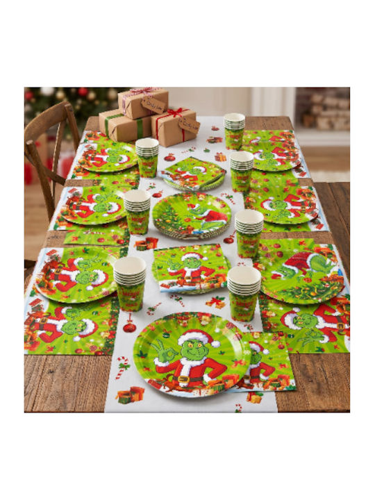 Set of Green Christmas Plates 10 Pieces
