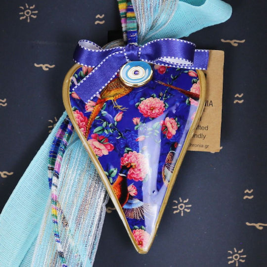 Neujahrs Glücksbringer Herz Floral Groß Blau